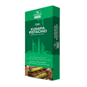 MILK CHOCOLATE WITH KUNAFA PISTACHIO PASTE FILLING 190G - شوكولاتة بالحليب محشوة عجينة  فستق حلبي مع عجينة الكنافة